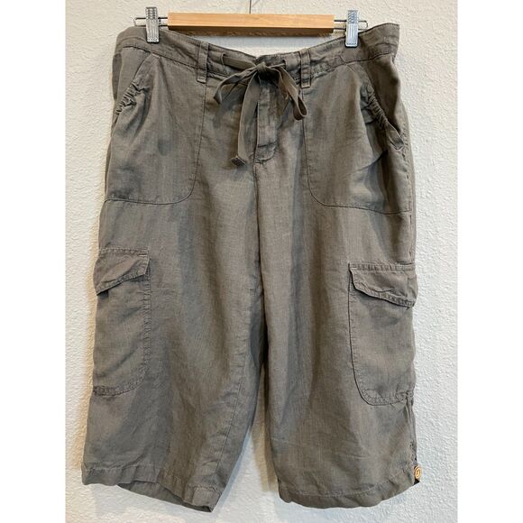 Banana Republic Green Linen Culottes Cropped Pant Size 12 a730
